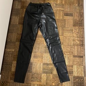 Black Vegan Leather Leggings